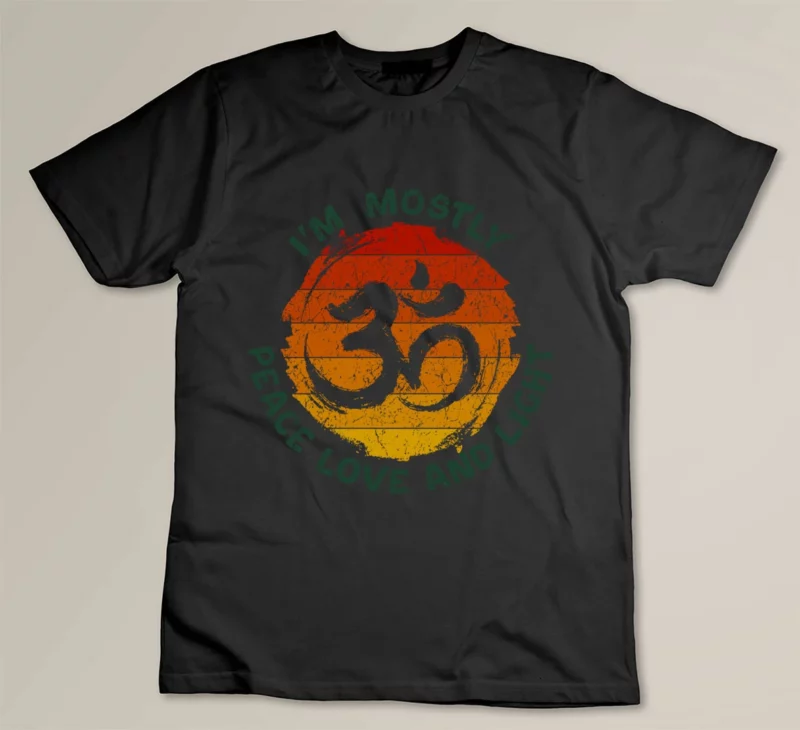 Black I m Mostly Peace Love And Light Retro Yoga Lover Namaste