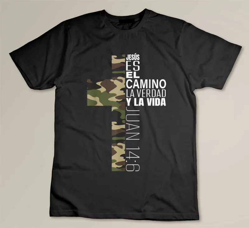 Black Jesus Christian Spanish Gifts Men Religious Verse Camo Cross