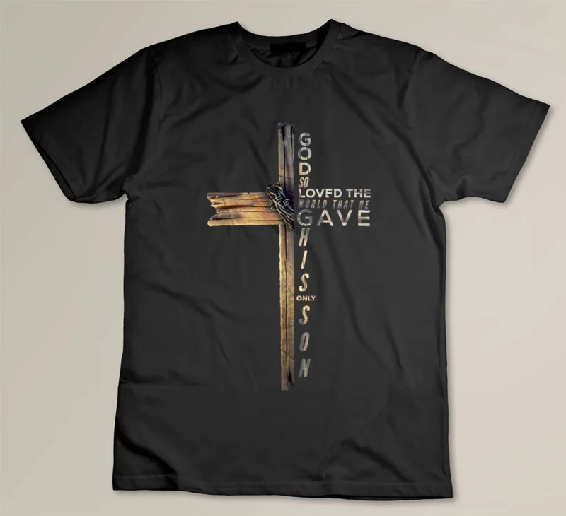 Black John 3 16 Christian Cross Bible