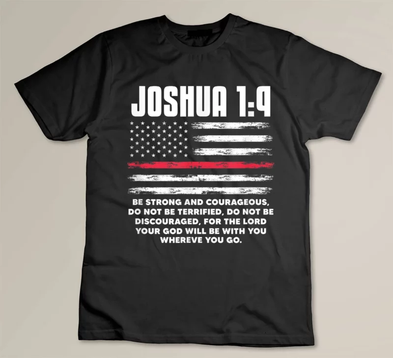Black Joshua 1 9 Be Strong And Courageous Bible Christian USA Flag