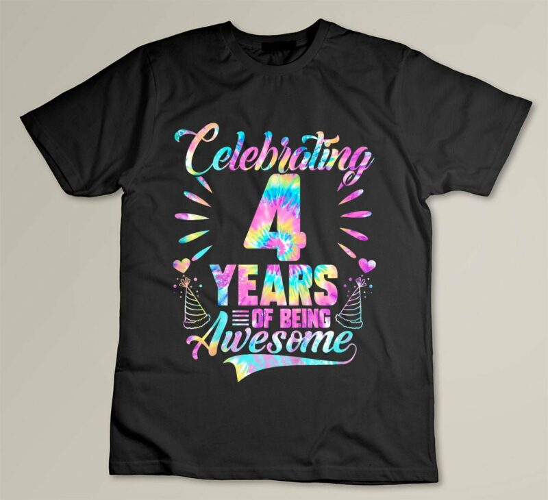 Black Kids 4th Birthday Gift Idea Tie Dye 4 Year Of Being Awesome