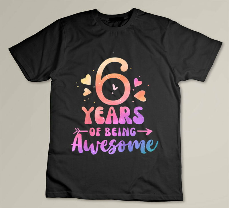 Black Kids 6 Years Of Being Awesome Tie Dye Hearts 6th Birthday Girl