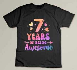 Kids 7 Years Of Being Awesome Tie Dye Hearts 7th Birthday Girl Custom T-shirt