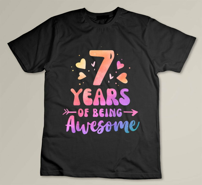 Black Kids 7 Years Of Being Awesome Tie Dye Hearts 7th Birthday Girl