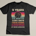 Kids 9 Year Old Basketball Birthday Ninth 9th Birthday Boy Girl Custom T-shirt