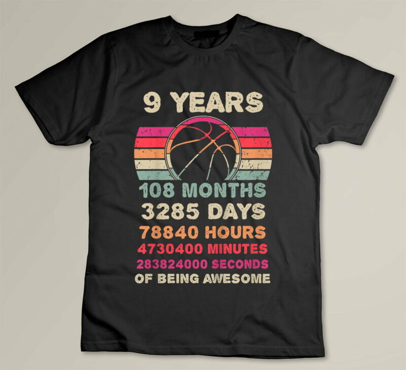 Black Kids 9 Year Old Basketball Birthday Ninth 9th Birthday Boy Girl