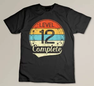 Level 12 Complete Retro 12th Wedding Anniversary Custom T-shirt