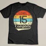 Level 15 Complete Retro 15th Wedding Anniversary T-shirt