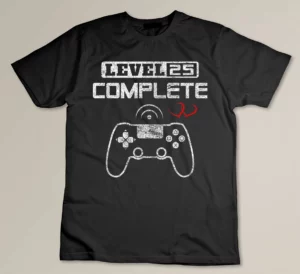 Level 25 Funny 25th Wedding Anniversary Video Gamer Him Her T-shirt