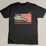M109 A6 Paladin Howitzer Diagram American Flag T-shirt