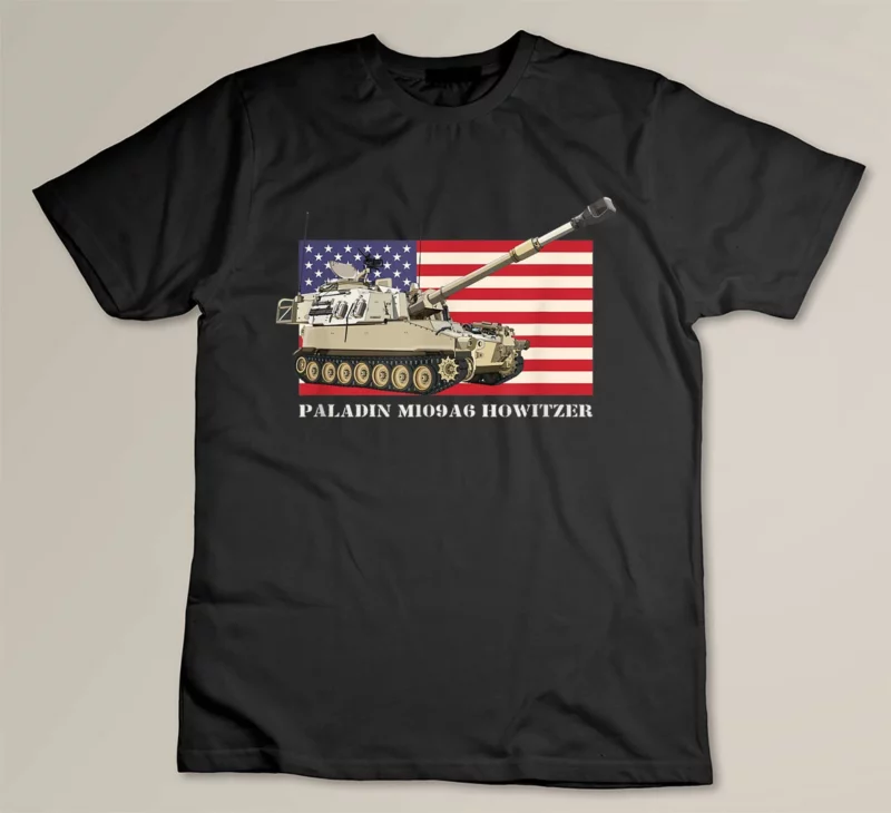 Black M109 A6 Paladin Howitzer Diagram American Flag