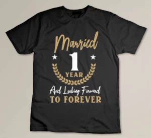Married 1 Year 1st Wedding Anniversary Couples Matching T-shirt