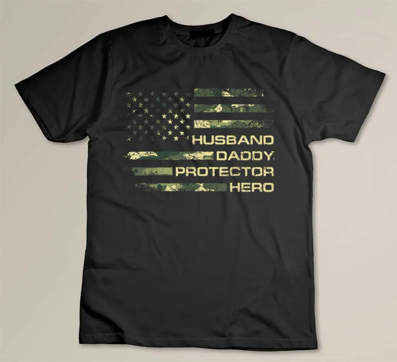 Black Mens American Husband Daddy Protector Hero Army Fathers Day