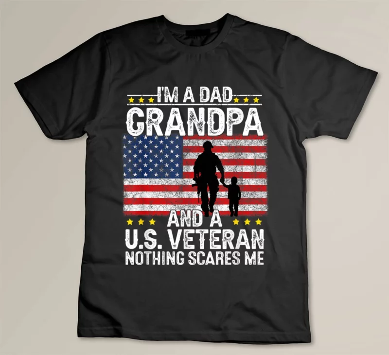 Black Mens I m a Dad Grandpa and a Veteran Grandpa Fathers Day