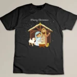 Merry Christmas & Nativity Scene Christian Faith Holiday T-shirt