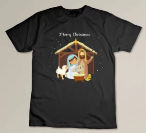Merry Christmas & Nativity Scene Christian Faith Holiday T-shirt