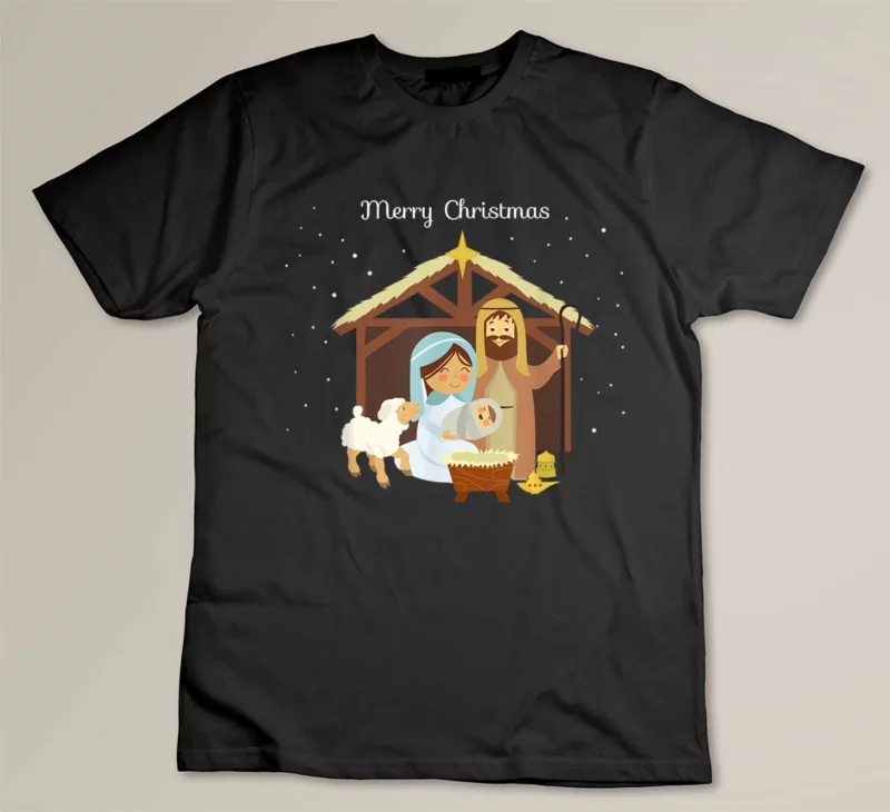 Black Merry Christmas Nativity Scene Christian Faith Holiday