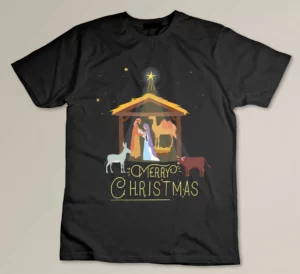 Merry Christmas - Nativity Scene North Star - Baby Jesus T-shirt