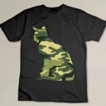 Military Burmese Camo Men Print US Cat Kitty Veteran Gift T-shirt