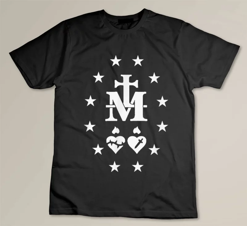 Black Miraculous Medal Catholic Virgin Mary Sacred Heart