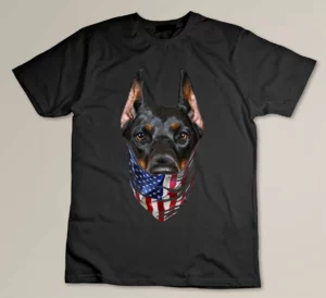 Patriotic Doberman in USA America Bandana, Dog T-shirt