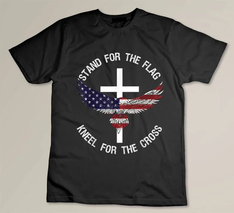 Black Patriotic Stand For The Flag Kneel For The Cross Shirt