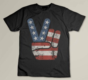 Peace Sign American Flag Vintage USA T-shirt