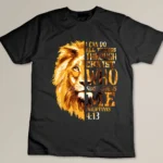 Philippians 4-13 Christian Bible Verse Gift Lion Men Husband T-shirt