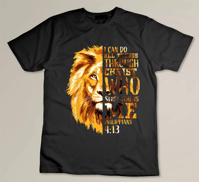 Black Philippians 4 13 Christian Bible Verse Gift Lion Men Husband