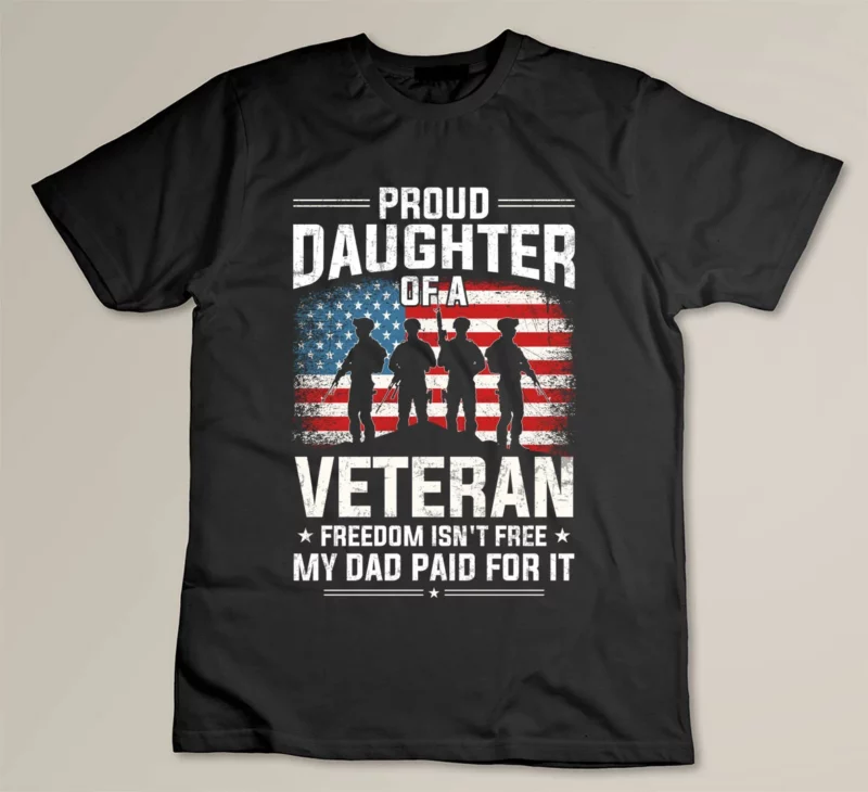 Black Proud Daughter of a Veteran Dad American Flag Veteran s Day