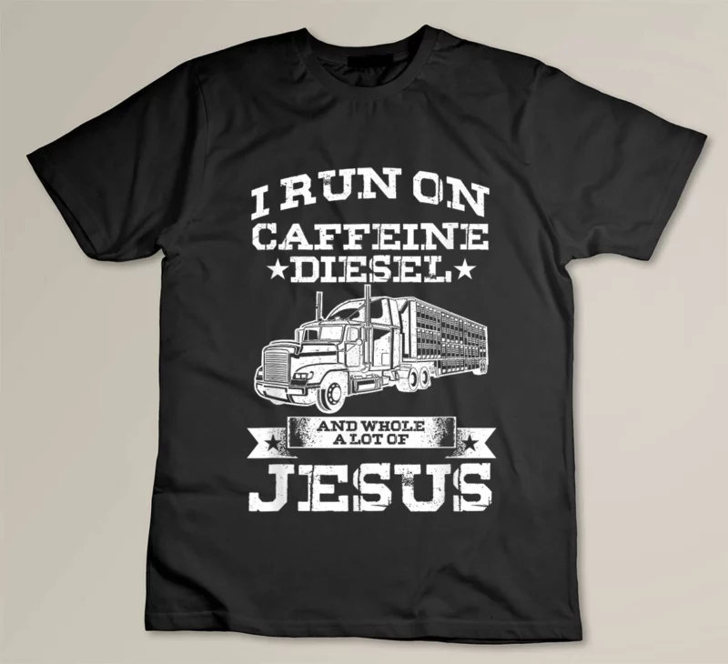 Black Religious truck driver with caffeine lot of Jesus