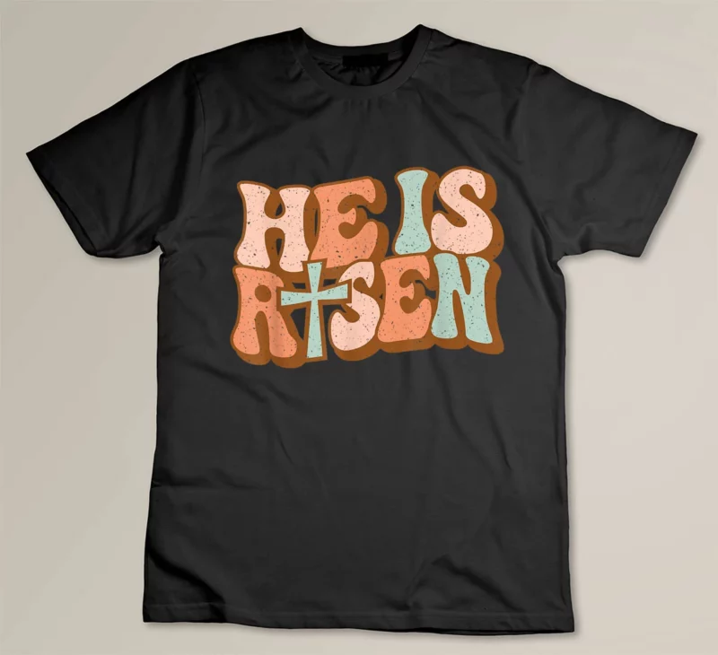 Black Retro Groovy He Is Risen Jesus Religious Easter Christians