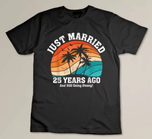 Romantic Matching Couples Vintage 25th Wedding Anniversary T-shirt
