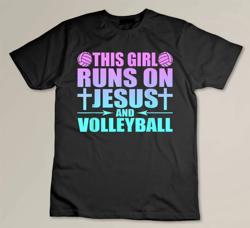 Black This Girl Runs On Jesus And Volleyball Novelty