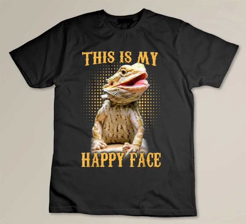 Black This Is My Happy Face Bearded Dragon Funny Gift Girls Kids