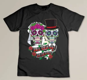 Til Death Do Us Part Sugar Skull Wedding Dia De Los Muertos T-shirt