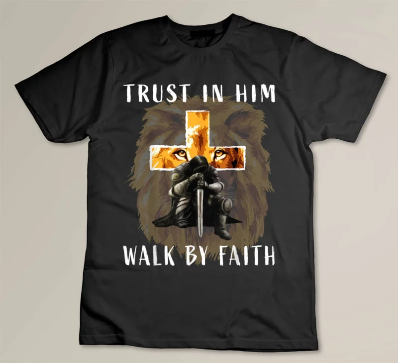 Black Trust Walk by Faith Christian Religious Sayings Graphic Men