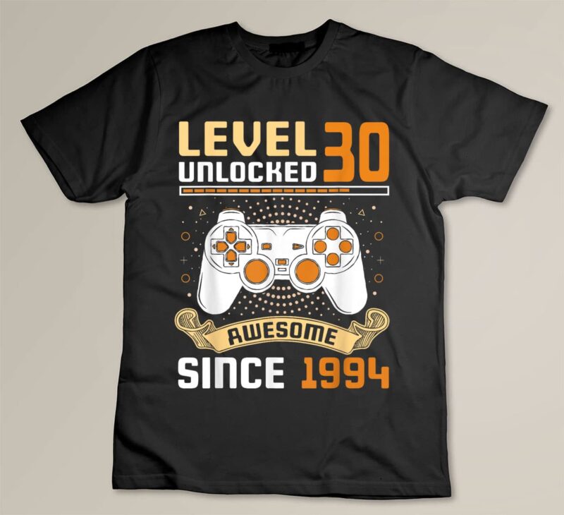 Black Turning 30 Birthday Decorations Men 30th BDay 1994 T shirt