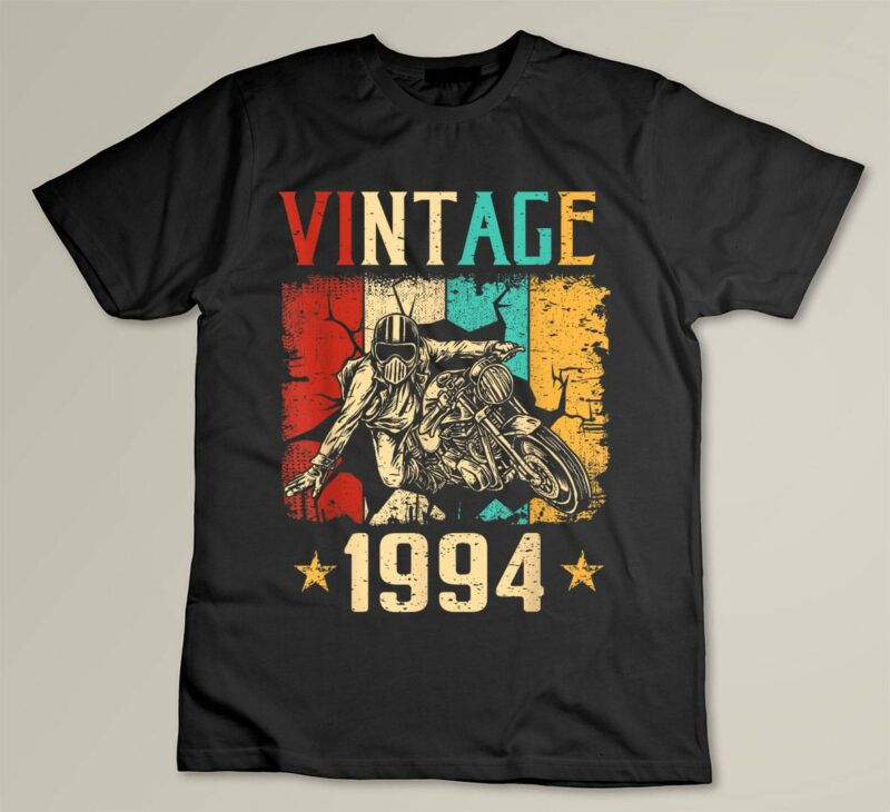 Black Turning 30 Birthday Decorations Men Biker 1994 30th Birthday T Shirt