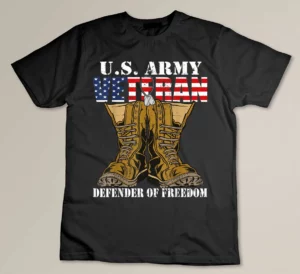 US Flag US Army Veteran Defender of Freedom T-shirt