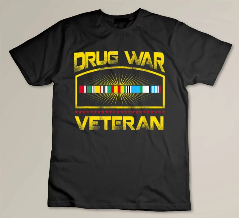 Black Veteran Shirt Drug War Tees Men Women Teens USA Freedom