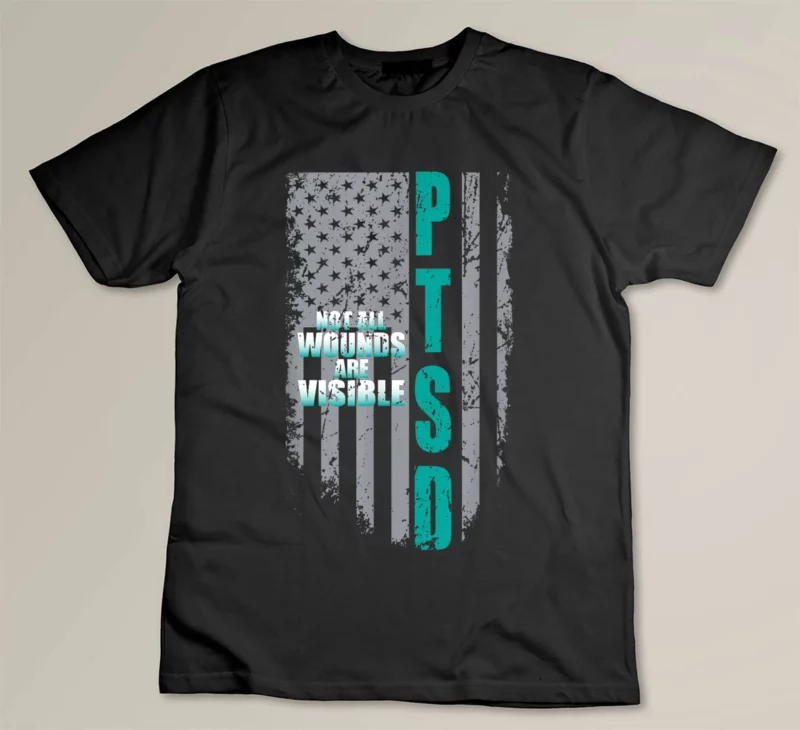 Black Veteran Shirt Not All Wounds Are Visible PTSD Tees Men Women