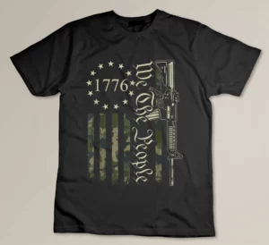 We The People - Funny Camo AR15 Military Pro Gun USA Flag T-shirt
