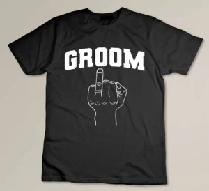 Wedding Honeymoon Bachelor Finger Ring Hubby Funny Groom Custom T-shirt