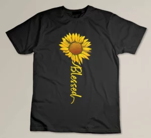 Womens Cute Sunflower Blessed Faith Inspirational Religious Gift T-shirt