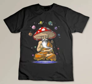 Womens MAGIC MUSHROOMS YOGA Buddha Zen Funny Women Men Yoga Lovers T-shirt