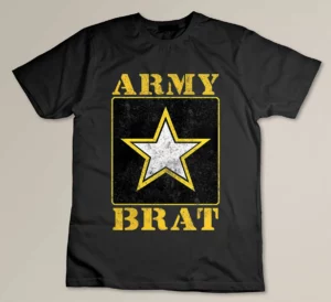 Womens Military Themed Playful Patriotic United States Army Brat T-shirt