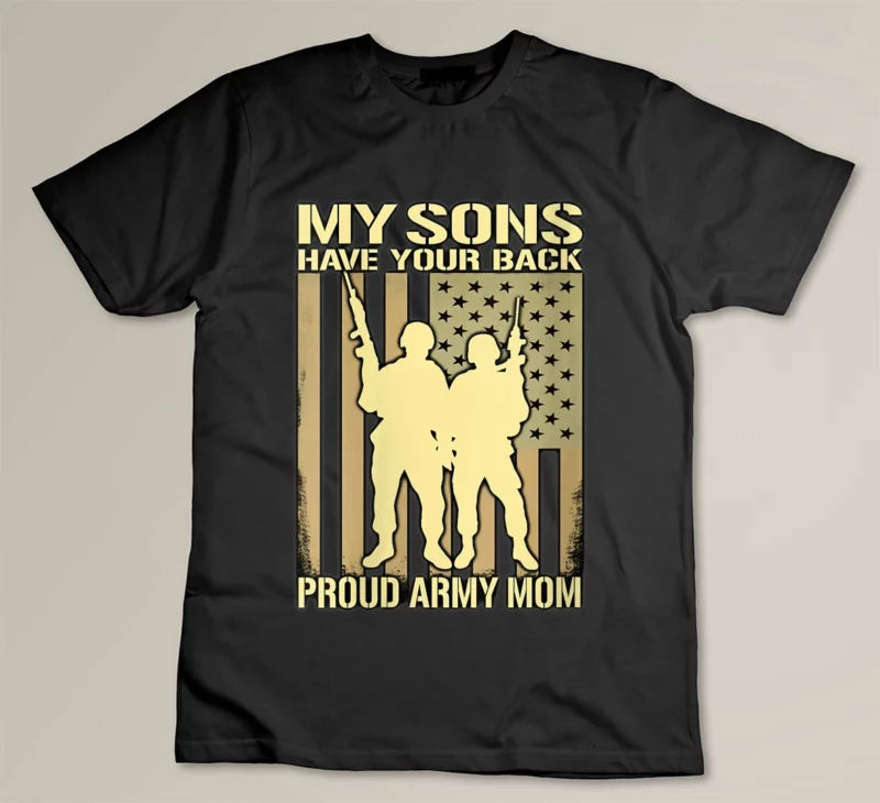 Black Womens My Two Sons Have Your Back Proud Army Mom Military Mother