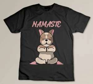 Womens Namaste French Bulldog Lover Yoga Apparel T-shirt
