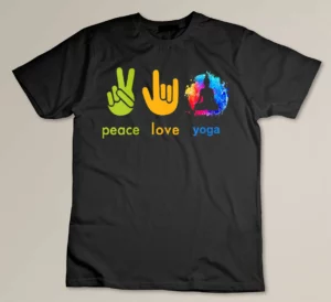 Womens Peace Love and Yoga Funny Yoga Lover Meditation T-shirt
